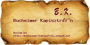 Bucheimer Kapisztrán névjegykártya